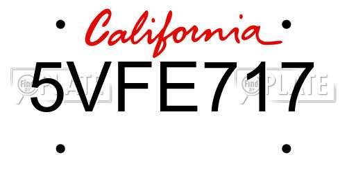 5VFE717 California License Plate