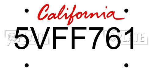 5VFF761 California License Plate