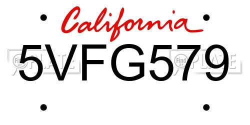 5VFG579 California License Plate