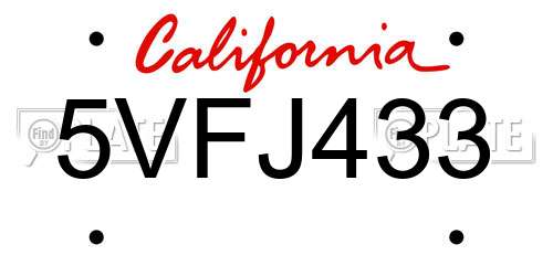 5VFJ433 California License Plate