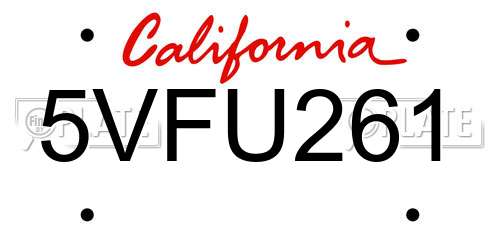 5VFU261 California License Plate