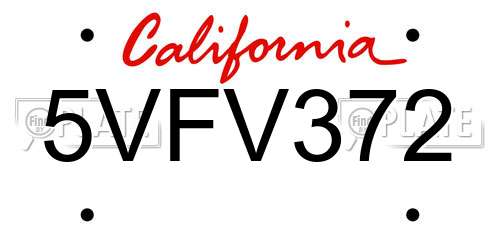 5VFV372 California License Plate