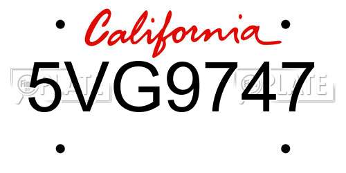 5VG9747 California License Plate