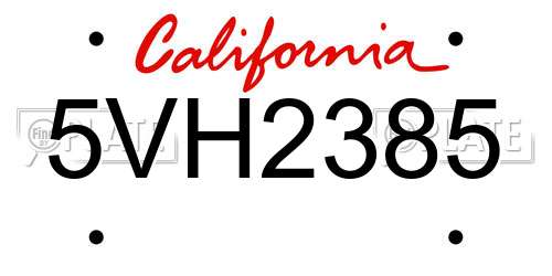 5VH2385 California License Plate