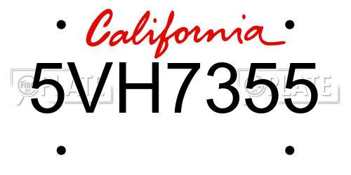 5VH7355 California License Plate