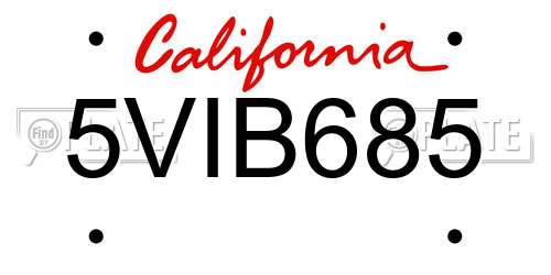 5VIB685 California License Plate
