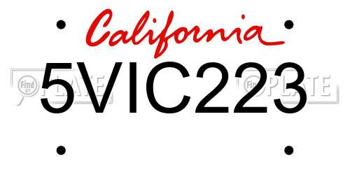 5VIC223 California License Plate
