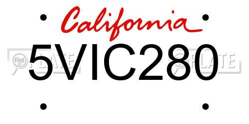 5VIC280 California License Plate