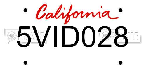 5VID028 California License Plate