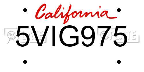 5VIG975 California License Plate