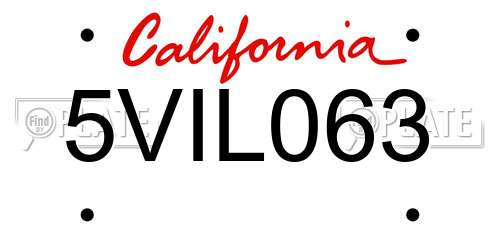 5VIL063 California License Plate