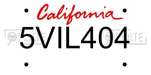 5VIL404 California License Plate