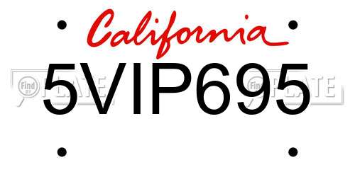 5VIP695 California License Plate