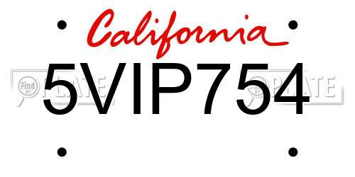5VIP754 California License Plate