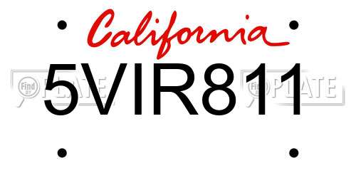 5VIR811 California License Plate