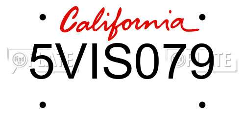 5VIS079 California License Plate