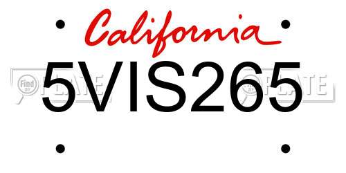 5VIS265 California License Plate