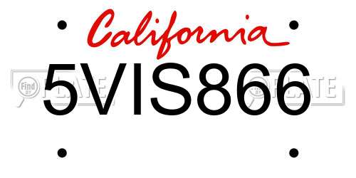 5VIS866 California License Plate