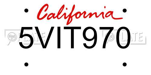 5VIT970 California License Plate