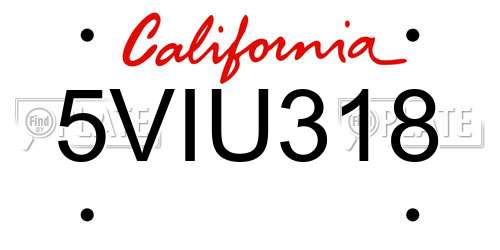 5VIU318 California License Plate