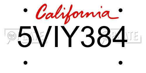 5VIY384 California License Plate