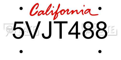 5VJT488 California License Plate