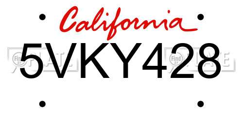 5VKY428 California License Plate