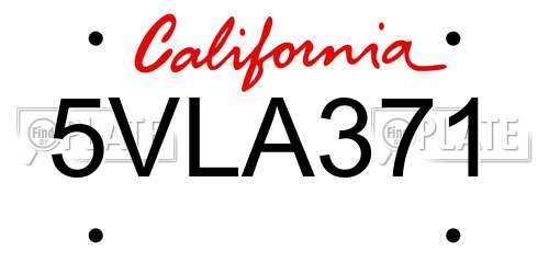 5VLA371 California License Plate