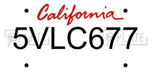 5VLC677 California License Plate