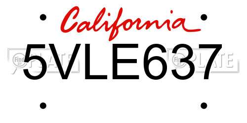 5VLE637 California License Plate