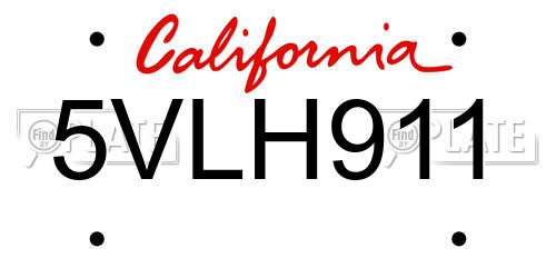 5VLH911 California License Plate