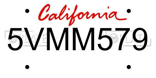 5VMM579 California License Plate