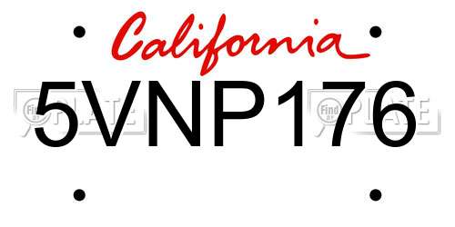 5VNP176 California License Plate