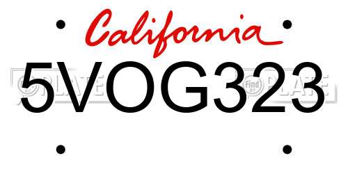 5VOG323 California License Plate