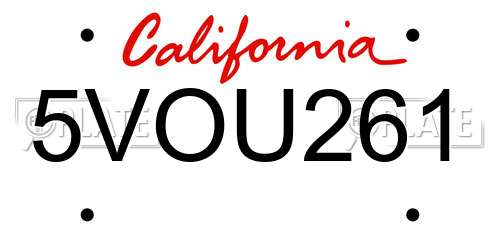 5VOU261 California License Plate
