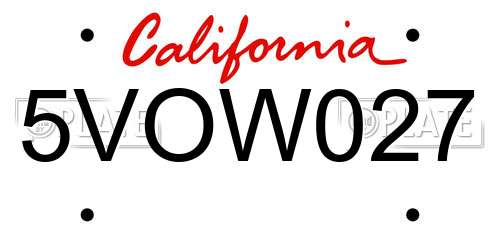 5VOW027 California License Plate