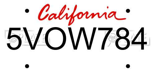5VOW784 California License Plate