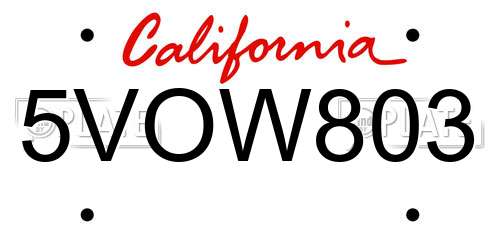 5VOW803 California License Plate