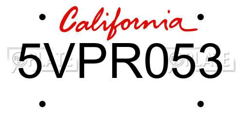 5VPR053 California License Plate