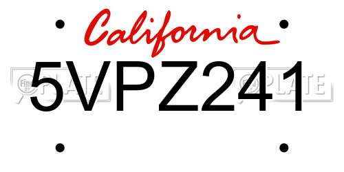 5VPZ241 California License Plate