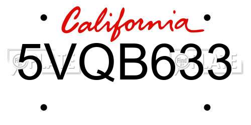 5VQB633 California License Plate