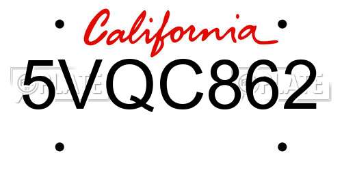 5VQC862 California License Plate