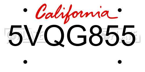 5VQG855 California License Plate