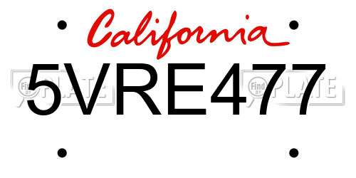 5VRE477 California License Plate