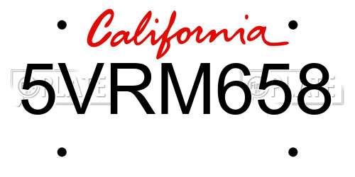 5VRM658 California License Plate