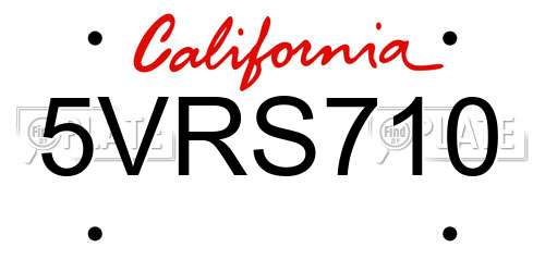 5VRS710 California License Plate