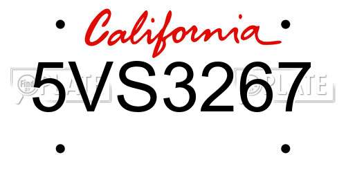 5VS3267 California License Plate