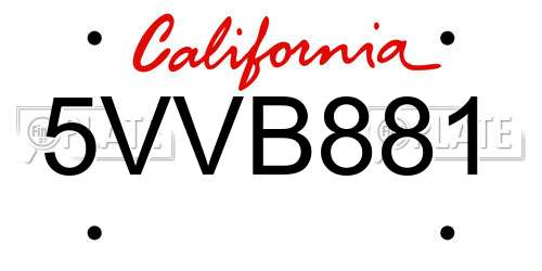 5VVB881 California License Plate
