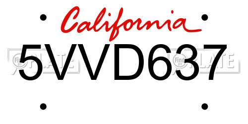 5VVD637 California License Plate