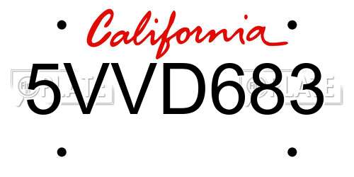 5VVD683 California License Plate